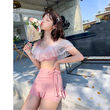 Load image into Gallery viewer, Two-Piece Swimsuit Korean Fairy Sweet Covering Belly Thin High Waist Gather Conservative Hot Bikini Swimwear Bathing Suit Women