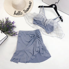 Load image into Gallery viewer, Two-Piece Swimsuit Korean Fairy Sweet Covering Belly Thin High Waist Gather Conservative Hot Bikini Swimwear Bathing Suit Women