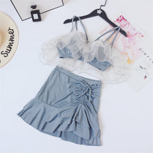 Load image into Gallery viewer, Two-Piece Swimsuit Korean Fairy Sweet Covering Belly Thin High Waist Gather Conservative Hot Bikini Swimwear Bathing Suit Women