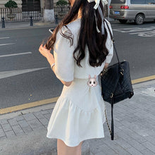 Load image into Gallery viewer, Two-piece Sets Women Bubble Short-sleeve Crop Top Female + High Waist Thin A-line Skirt Ensembles Femme 2021 Conjuntos De Mujer