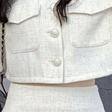 Load image into Gallery viewer, Two-piece Sets Women Bubble Short-sleeve Crop Top Female + High Waist Thin A-line Skirt Ensembles Femme 2021 Conjuntos De Mujer