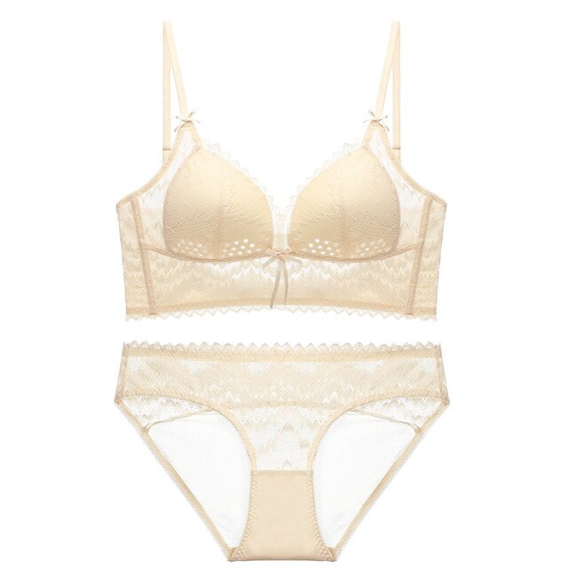 U Shaped Bra Set Open Back Underwear Women's Rimless French Sexy Lace Thin Invisible Lingerie