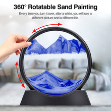 Load image into Gallery viewer, Moving Sand Art Picture Round Glass 3D Hourglass Deep Sea Sandscape In Motion Display Flowing Sand Frame 7/12inch For home Decor