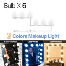 Load image into Gallery viewer, USB LED 12V Makeup Lamp Wall Light Beauty 2 6 10 14 Bulbs Kit For Dressing Table Stepless Dimmable Hollywood Vanity Mirror Light