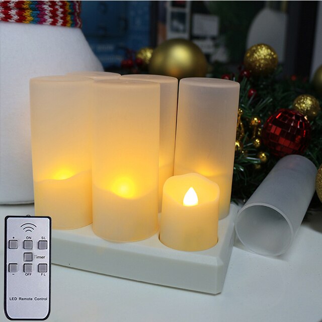 USB Rechargeable Candles LED Candles With Flickering Flame & Timer Remote Control For Home Wedding Halloween Decorative Tealight