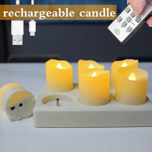 Load image into Gallery viewer, USB Rechargeable Candles LED Candles With Flickering Flame &amp; Timer Remote Control For Home Wedding Halloween Decorative Tealight