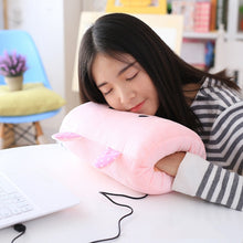 Load image into Gallery viewer, USB electric heating hand warmer cartoon hand warmer pad girl warm baby warm hand plush pillow warm hand pillow