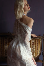 Load image into Gallery viewer, Ultra-Thin Lace Transparent Kimono Robe with Belt Homewear Perspective Temptation Women Sexy Robes Black White Bathrobe Gowns