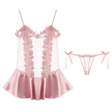 Load image into Gallery viewer, Ultra-short Night Dress Women Water Soluble Flower Eyelash Lace Embroidery Sling Nightgown Young Girl Sleepwear Sleeping Dress