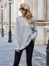 Load image into Gallery viewer, V Neck Casual Women Pulovers Sweaters Boho Holiday Knitwear Sweater Oversize Long Sleeve Solid Jumper Top Winter New