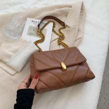 Load image into Gallery viewer, V-Shape PU Leather Small Chain Flap Crossbody Shoulder Bags for Women 2021 Winter Luxury Fashion Simple Purses and Handbags