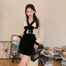 Load image into Gallery viewer, V-neck Bow Knit Sweater Women&#39;s Spring Autumn Design Lace Knit Cardigan Long Sleeve Elegant Korean Style Chic Ladies Pull Femme