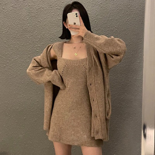 V-neck Single Breasted Loose Knit Cardigan Simple All Match Autumn 2022 New Elegant Sweater Coat Korean Style Elegant Pull Femme