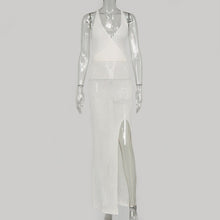 Load image into Gallery viewer, Vacation Knitted Beach Maxi Dress Women Summer 2021 Elegant Sexy Club Party Hollow Out Bodycon Dresses Backless Beachwear White