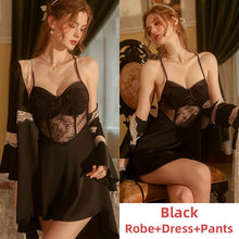 Load image into Gallery viewer, Victorian Dress Women Pamajas Sets Ruffle Sleeve Night Wear Camisole Lace Sleepwear Backless Bathrobe Lingerie Nightgown Summer