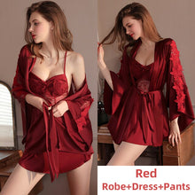 Load image into Gallery viewer, Victorian Dress Women Pamajas Sets Ruffle Sleeve Night Wear Lace Sleepwear Backless Bathrobe Camisole Lingerie Nightgown Summer