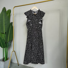 Load image into Gallery viewer, Vintage Butterfly Sleeve Ruffles Heart Dot Print Dress Women Medium Long Chiffon Ladies Spring Summer Dress Red Black Blue