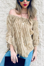 Load image into Gallery viewer, Vintage Distressed Folds Slash Neck Women Tops Chic Heavy Industry Three Dimensional Fold Design Loose Lantern Sleeve Shirts