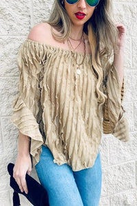 Vintage Distressed Folds Slash Neck Women Tops Chic Heavy Industry Three Dimensional Fold Design Loose Lantern Sleeve Shirts
