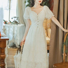 Load image into Gallery viewer, Vintage Elegant Dress Women French Retro Kawaii  Lace Up Sweet Dress Female Puff Sleeve Casual  Fit Chic Party Dress Summer 2021