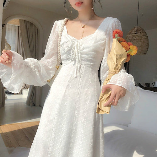 Vintage Fairy Dress Women Elegant Designer Chiffon Dress Long Sleeve French Party Midi Dress Casual Women's Clothing Autumn 2020