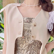 Load image into Gallery viewer, Vintage Fashion Two Piece Sets Women Irregular Three-dimensional  Vest Jacket + Print Suspender Dress Suits Conjuntos De Vestido