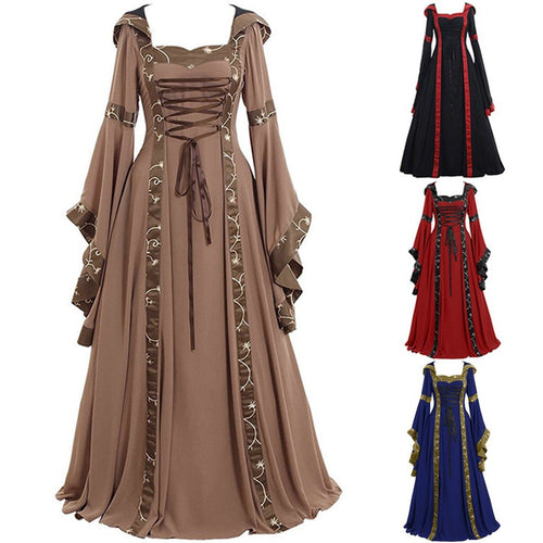 Vintage Gothic Cosplay Renaissance Dress Length Celtic Floor Women's Medieval Women's Dress