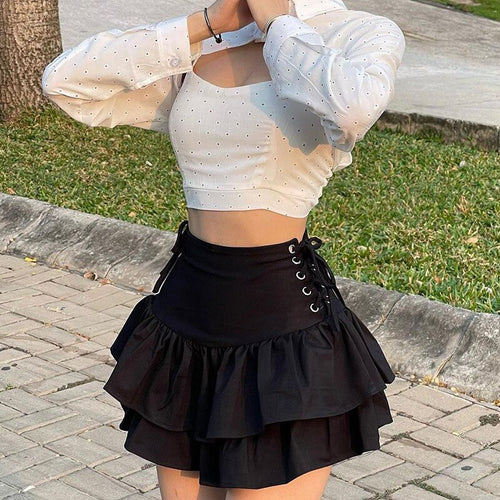Vintage High Waist Bandage Skirt Women Korean Style Chic All Match Streetwear Summer 2022 Faldas Mujer Fashionable Jupe Femme