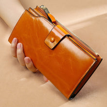 Load image into Gallery viewer, Vintage Luxury Women Wallets Genuine Leather Long Zipper Clutch Purse Large Capacity Card Holder Wallet
