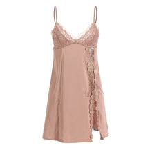 Load image into Gallery viewer, Vintage Nightgowns Sexy Sleepwear Women Autumn Ice Silk Temptation Hollow Out Split Girl Lace Sling Nightdress Dropshipping