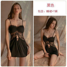 Load image into Gallery viewer, Vintage Nightgowns with Cotton Pad Sexy Nightdress Silk Lace Underwear Back Buckle Strap Night Dress Silk Sleepwear Sleep Tops