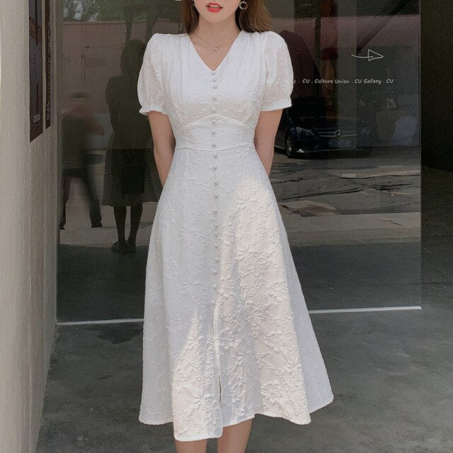 Vintage Solid Button Midi Dress Sexy Party Club Bodycon High Slit Dresses Women Summer Casual Vestido De Mujer 2021 Sundress New