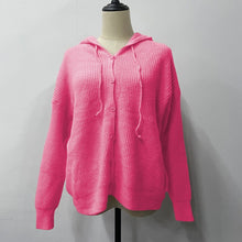 Load image into Gallery viewer, Vintage Solid Women Blouse Autumn Fashion Cardigan Elegant V Neck Long Sleeve Button Hooded Casual Lady Office Shirts Loose Tops