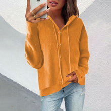 Load image into Gallery viewer, Vintage Solid Women Blouse Autumn Fashion Cardigan Elegant V Neck Long Sleeve Button Hooded Casual Lady Office Shirts Loose Tops