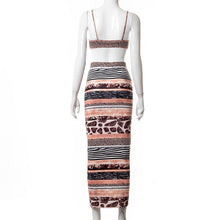Load image into Gallery viewer, Vintage Strap Print Sexy Bodycon Long Dress Women Backless Cut Out Vacation Midi Dresses 2021 Summer Casual Party Beach Sundress