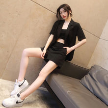 Load image into Gallery viewer, Vogue Loose Casual Shorts Blazer Suits Women&#39;s Sets 2 Pieces Short Sleeve Notched Collar Tops + Short Pants Business Outfits
