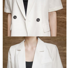 Load image into Gallery viewer, Vogue Loose Casual Shorts Blazer Suits Women&#39;s Sets 2 Pieces Short Sleeve Notched Collar Tops + Short Pants Business Outfits