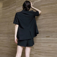 Load image into Gallery viewer, Vogue Loose Casual Shorts Blazer Suits Women&#39;s Sets 2 Pieces Short Sleeve Notched Collar Tops + Short Pants Business Outfits