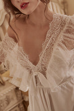 Load image into Gallery viewer, Weeding White Sexy Sleepwear Women&#39;s Spring Summer V-neck Lace Hollow Tempting Nightdress Flying Sleeve Open Back Nightgowns