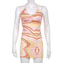 Load image into Gallery viewer, Whirlpool Water Ripple Backless Sexy Summer Women 2021 V-Neck Halter Slim Mini Dresses Women&#39;s Party Dress Elegant Clubwear Robe