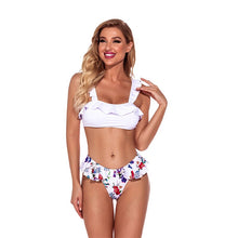 Load image into Gallery viewer, White Bikini Plus Size Swimsuit Skirt Closed Beachwear Bathing Suit U Neck Casual Top And Bottom Loading