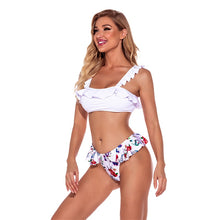 Load image into Gallery viewer, White Bikini Plus Size Swimsuit Skirt Closed Beachwear Bathing Suit U Neck Casual Top And Bottom Loading