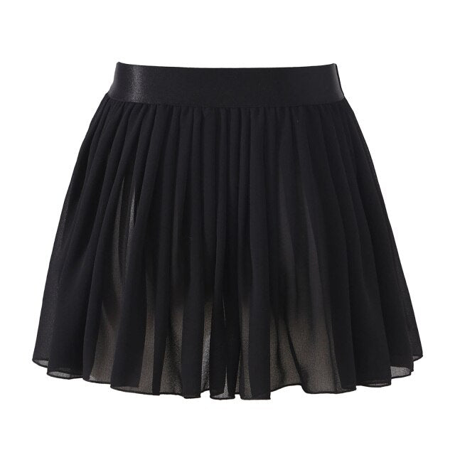 White Black Chiffon Summer Shorts Skirt Women Fashion See-through High Waist Tutu Pleated Mini Skirt Dancewear Beachwear Female