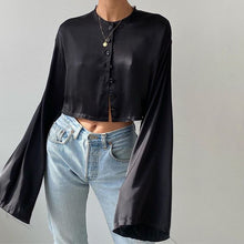 Load image into Gallery viewer, White Elegant Satin 2 Two Piece Set Women Lantern Long Sleeves Crop Tops Cardigan Sexy High Waist Mini Tennis Sports Skirts 2022