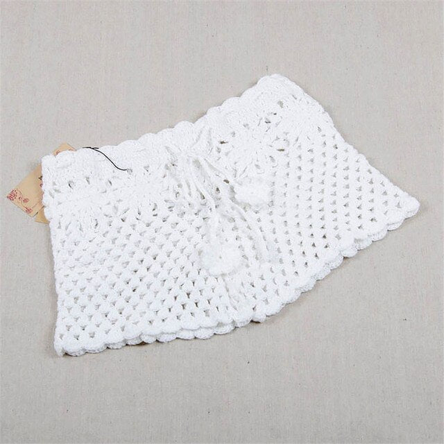 White Knitted Crochet Shorts Women Fashion 2022 Summer See-through Elastic Waist Shorts Beach Tight Shorts Bikini Bottom