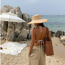 Load image into Gallery viewer, White Knitted Swimsuit Female Two-piece Bikini Sexy Backless Swimwear Low Waist Bandage Bathsuit Summer Beach Biquinis Pad