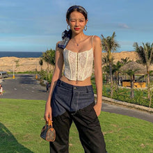 Load image into Gallery viewer, White Lace Crop Tops for Women Fashion E Girl Clothes Sexy Corsets To Wear Out Club Cami Tank Top 2022 Spring New Fairycore