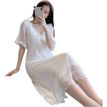 Load image into Gallery viewer, White Long Sleepwear Lace Women Vintage Nighty Ladies Elegant Japanese Nightgowns Sexy Hot Erotic Homewear Suit Ruffles Lolita