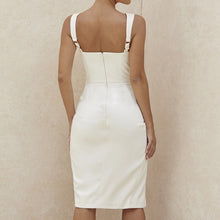 Load image into Gallery viewer, White Pleated Summer Sexy Dress For Women Sleeveless Midi Party Dresses Vestidos Backless Night Elegant Sexy Dress 2021 New