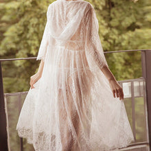 Load image into Gallery viewer, White Sheer Robe With Bra set Sleepshirts Women Sleepwear Sexy Hot Erotic kimono Lingerie Homme Long Robes bridesmaids Femme